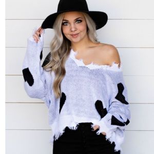 Hearts sweater distressed cropped